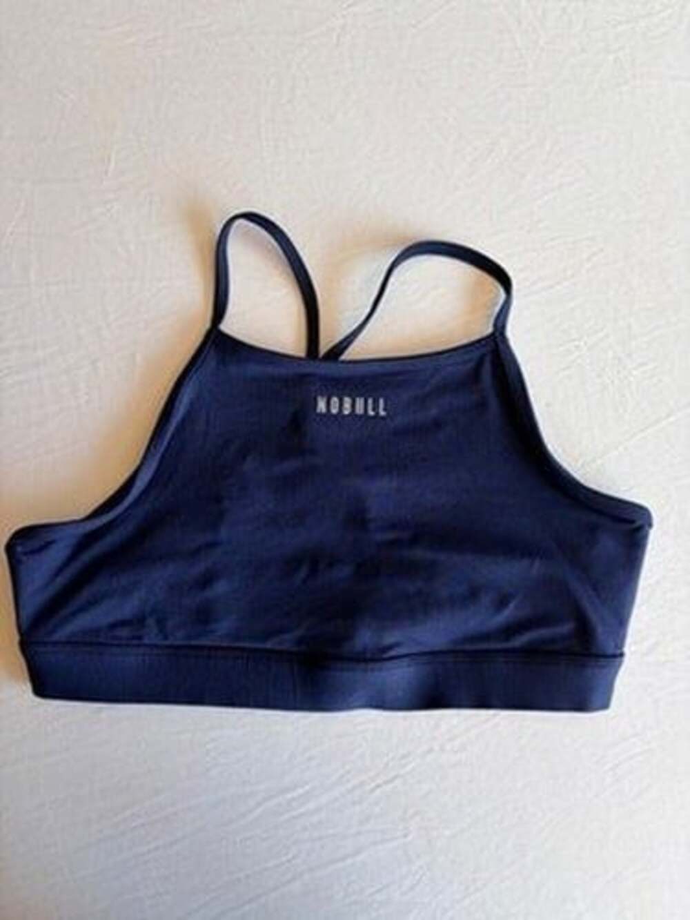 Nobull High Neck Crossback Sports Bra Womens 2XL Navy Blue Strappy Workout